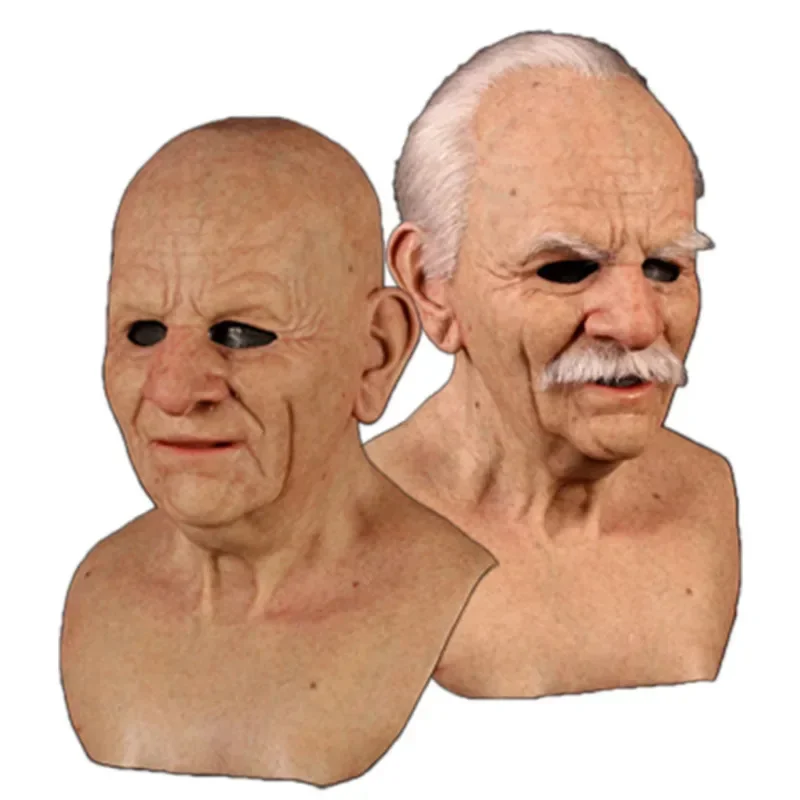 Old Man Mask Halloween Party April Fool\'s Day Wrinkle Full For Head Mask Grandpa/Grandma Face Mask Party Supplies Cosplay Props