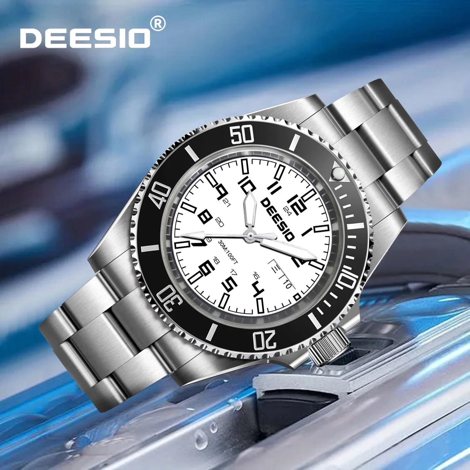 

Deesio Men's Automatic Watch Stainless Steel Sapphire Crystal Water Resistant Luminous Business Luxury Mechanical Wristwatch