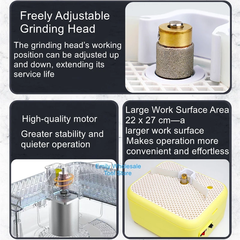 Professional Diamond Grinding Machine, 220V, Compact Multifunctional Glass and Ceramic Grinding Station, DIY Edge Grinder