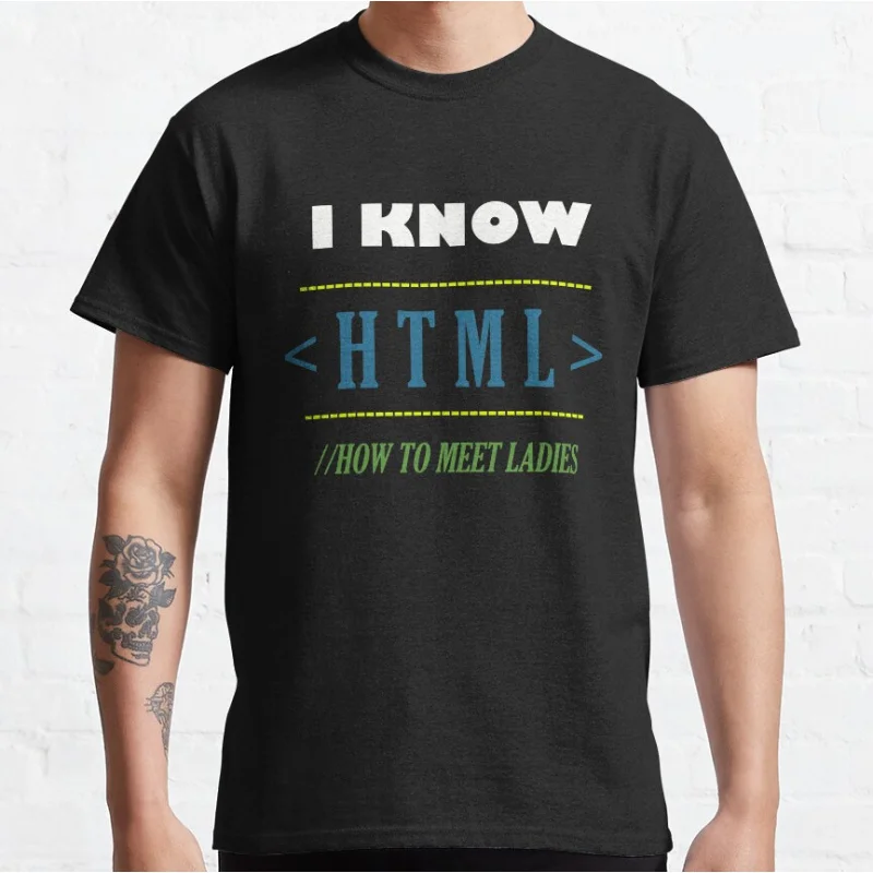 

0912 I know HTML web developer Gift t shirt for programmer Funny Coder Graphic clothes 100% cotton print All size Tops
