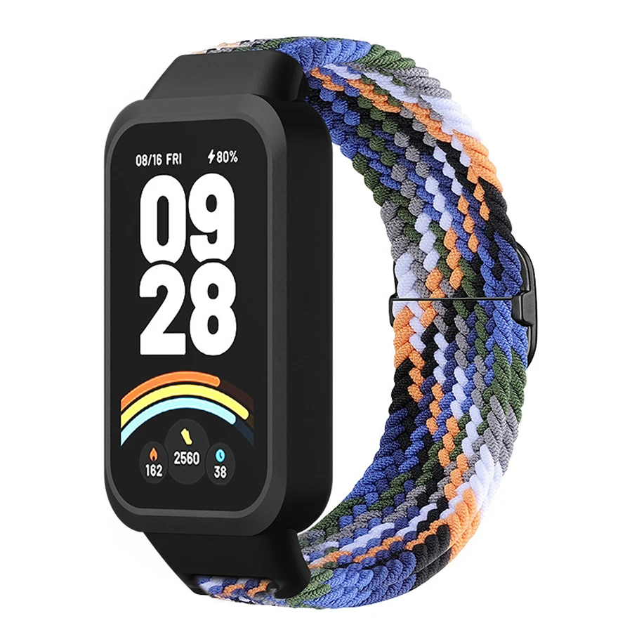Case+gevlochten band voor Xiaomi Mi Band 9 Active Sports Nylon armband Correa voor Redmi Band 3 Polsband accessoires