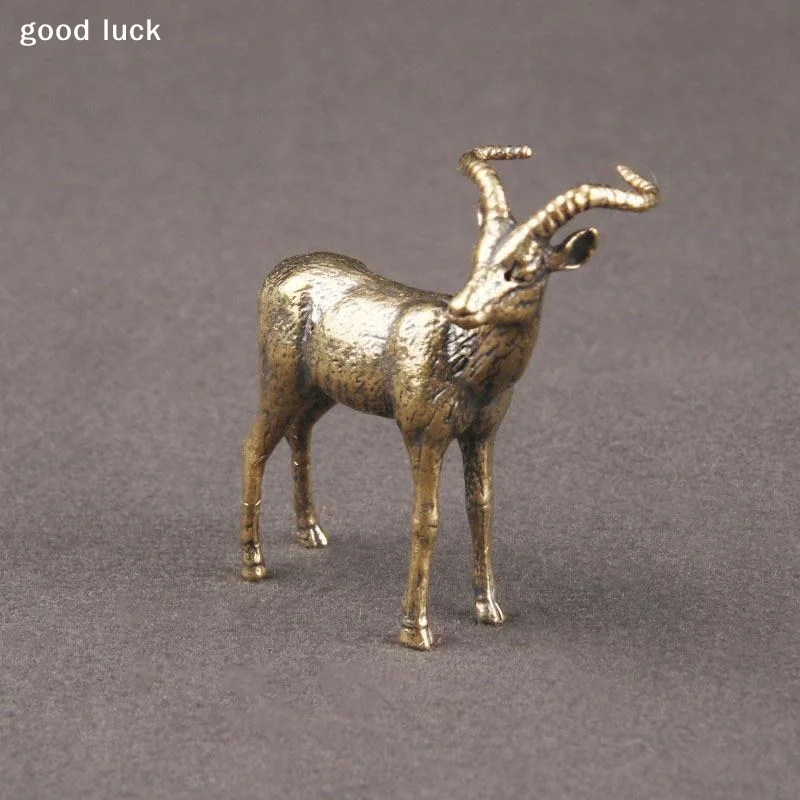 Vintage Brass Leader Sheep Statue Desktop Ornament Metal Cute Figurines Miniatures Home And Office Decoration Car Ornaments