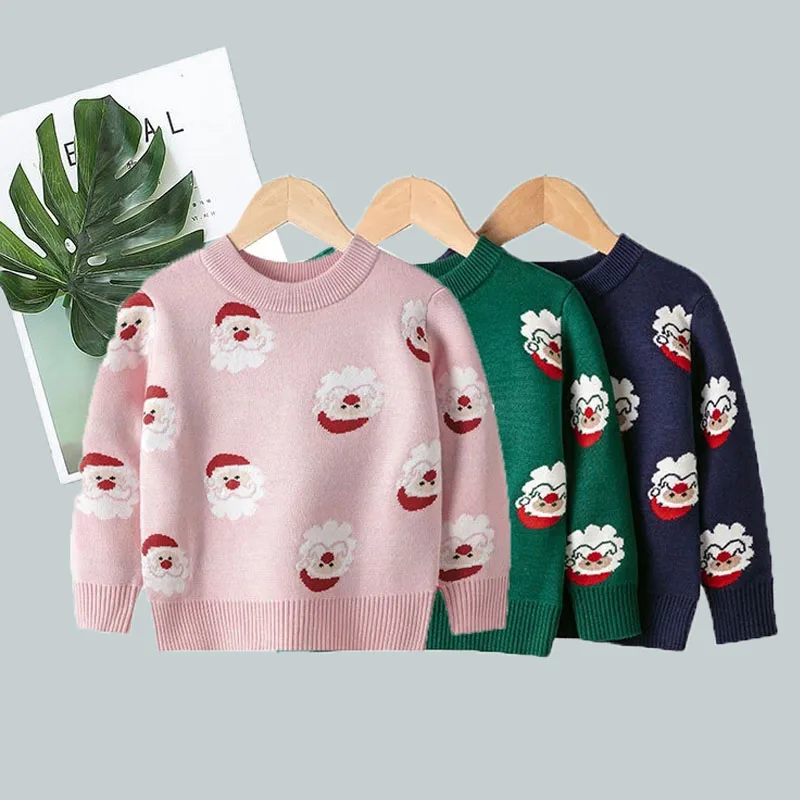 

Christmas Warm Kids Sweater Autumn Winter Child Jumper Toddler Pullover Top Boys Girls Print Knit Sweaters Xmas Cartoon Clothes