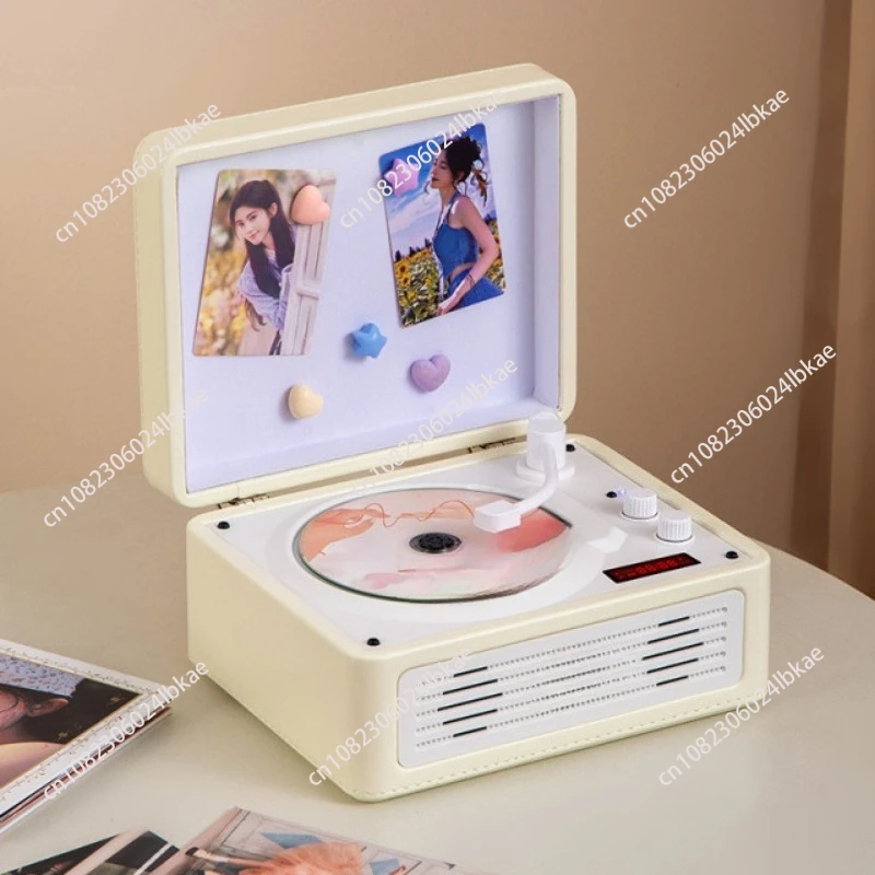 New retro cd player music album bluetooth stereo all-in-one player record player cd playe  1