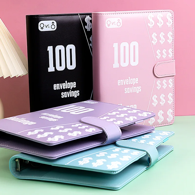 100 Day Envelope Savings Challenge Binder Budget Binder with Cash Envelopes Account Deposit Money Savings Notebook