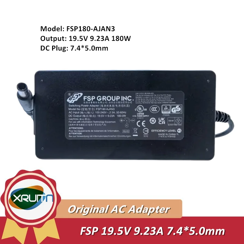 Genuine FSP FSP180-AJAN3 Swithiching Power Adapter19.5V 9.23A 180W 7.4x5.0mm Charger FSP180-AJBN3 Original Power Supply