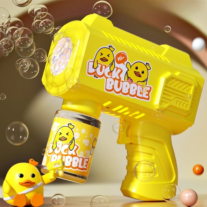 2025年新型リトルイエローアヒルバブルマシン10穴スペース電動バブルマシンネット有名人ホットスタイルハンドヘルドバブルガンおもちゃ