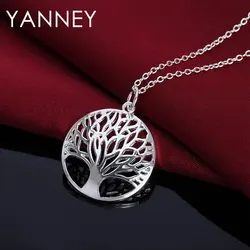 925 Silver Round Tree of Life 18 Inches Necklace For Women Fashion Charm Engagement Jewelry Christmas Gifts Wholesale