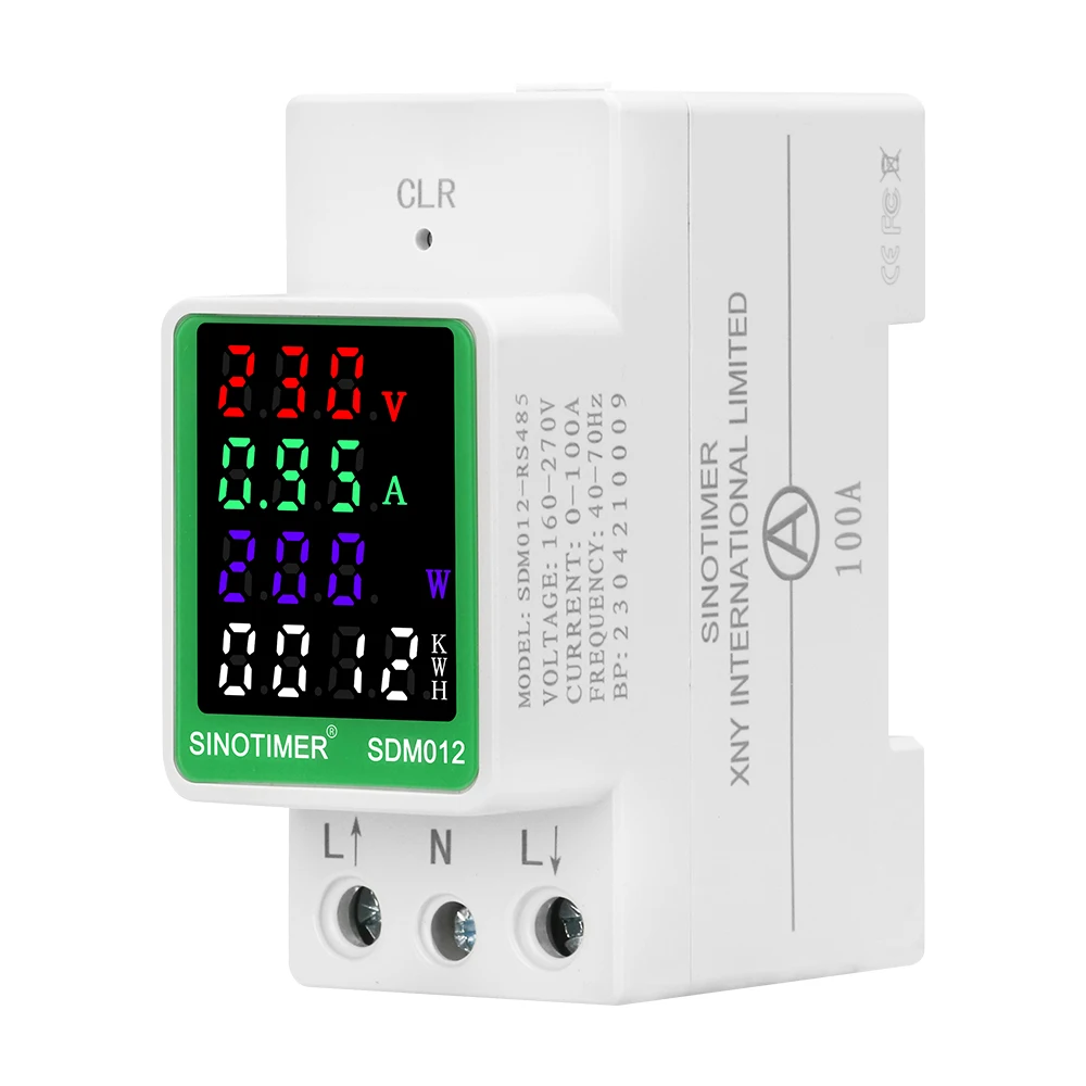 4IN1 SINOTIMER AC 110V 220V 100A Voltage Current KWH Electric energy monitor meter VOLT AMP voltmeter ammeter Wattmeter din rail