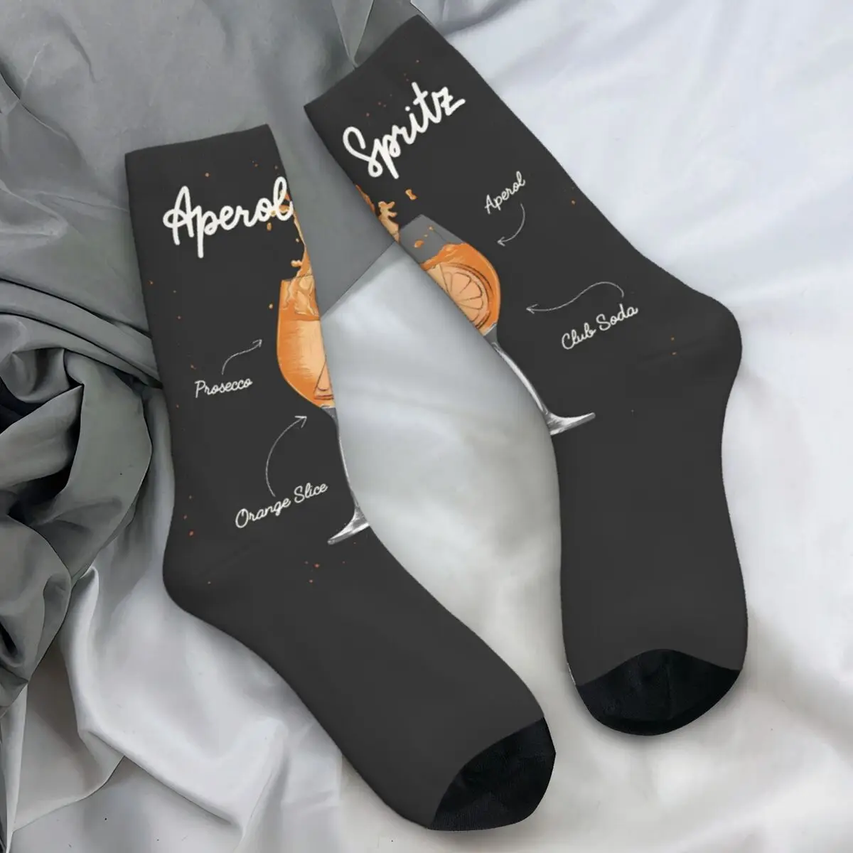 Aperols Spritzs Socks Italian Wine Kawaii Stockings Winter Anti Sweat Adults Men Socks Soft Printed Cycling Socks