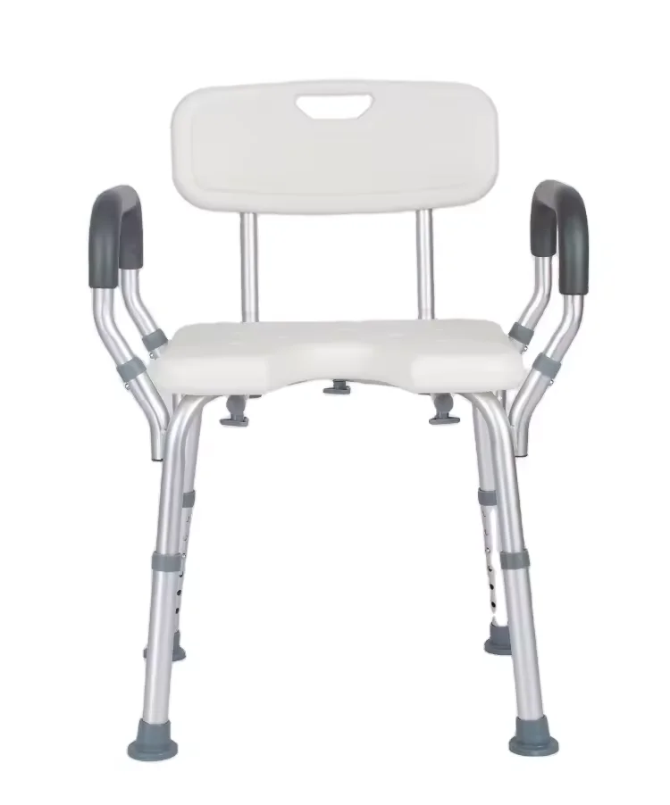 

440LBS Aluminium Clean Shower Chair With Back Rest Adjustable Bathroom Safety Bath Chair For The Elderly