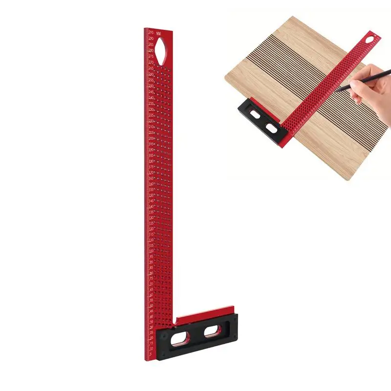 Woodworking Ruler L Type Hole Positioning Crossed Gauge Portable Aluminum Alloy Rust-Proof Crossed Out Marking Tool For Engineer