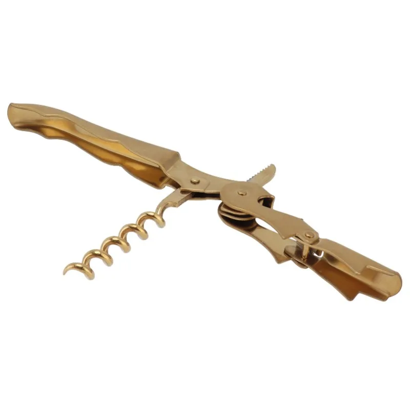 ไขควงเปิดขวดเครื่องมือเปิดขวดไวน์ทำจากสเตนเลสสตีลม้าน้ำฮิปโปแคมปัสที่เปิดกระป๋องแบบบานพับคู่