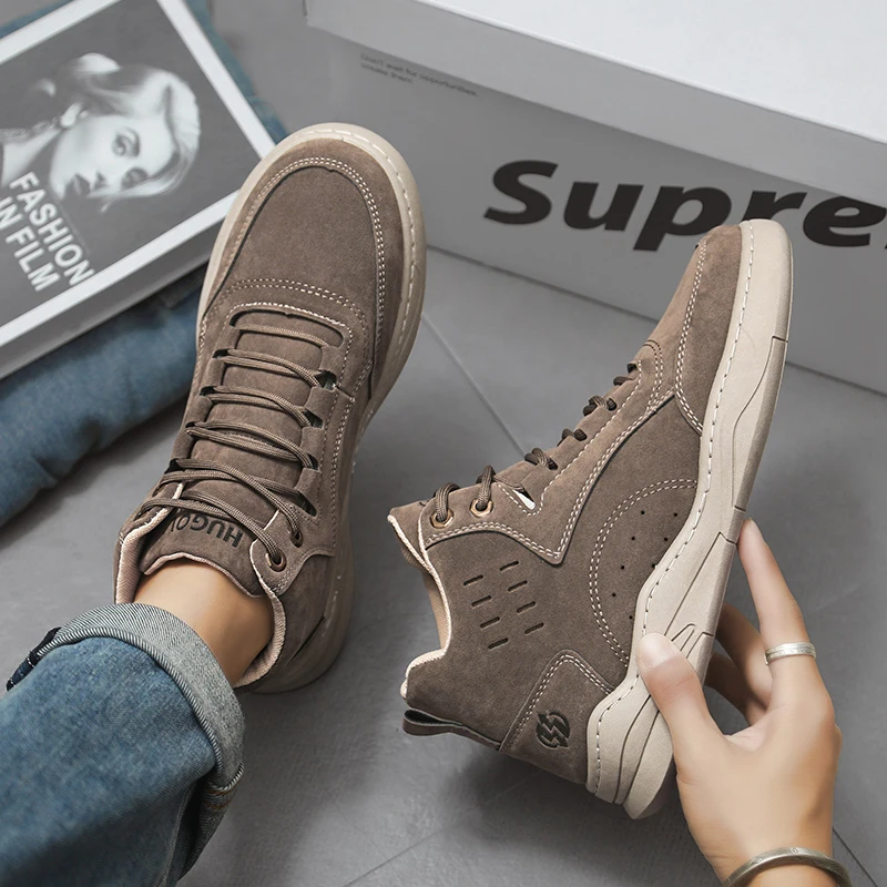 High Top Boots Men's Shoes Motorcycle Ankle Boot Shoes for Men Winter Boots Men's Sneakers Lace-Up Botas Hombre Zapatillas Male