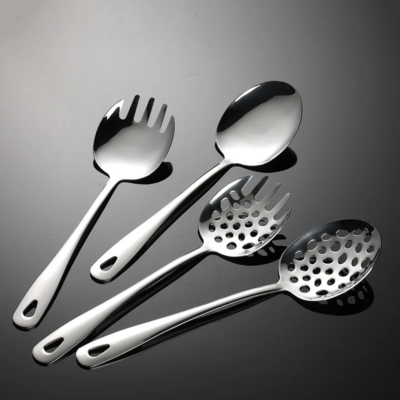304 Stainless Steel Public Spoon Colander Fork Hanging Hot Pot Serving Spoons Oil Filter Salad Fork Kitchen Table Service