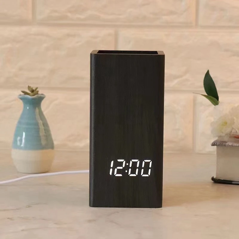 Pen Holder Clock LED Electronic Clock Desktop Pen Holder Student Stationery Voice Controlled Electronic Clock B-A79M