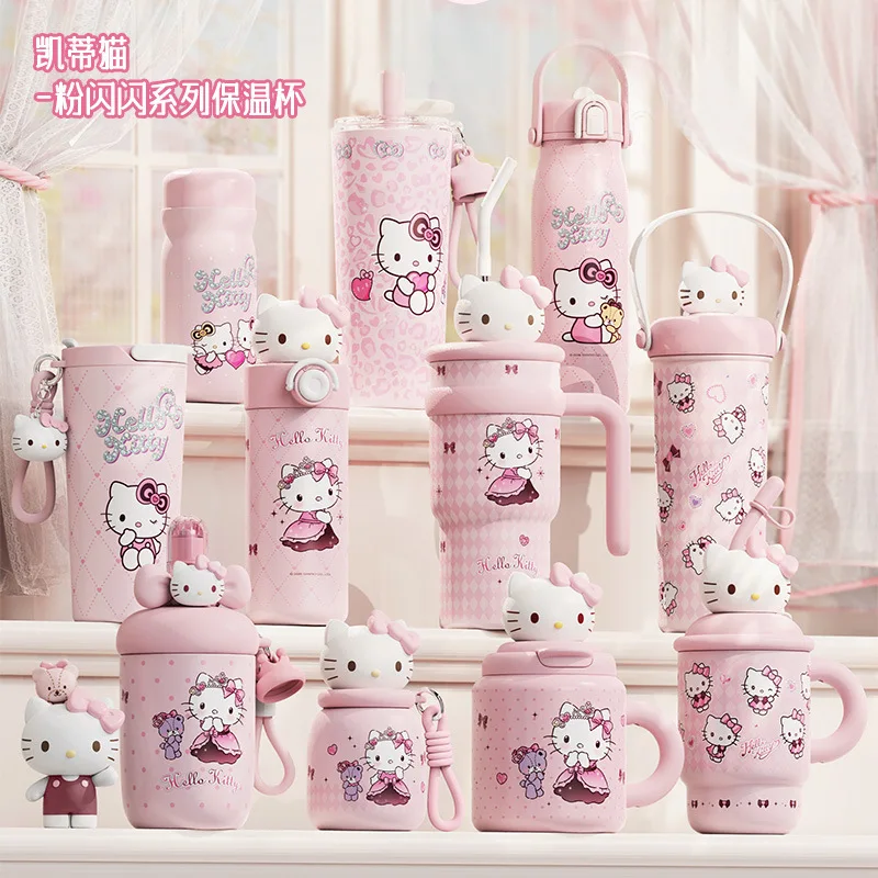 Anime Hello Kitty milk tea series cartoon large-capacity ice cup Kawaii portable coffee cup cute household thermos cup gift