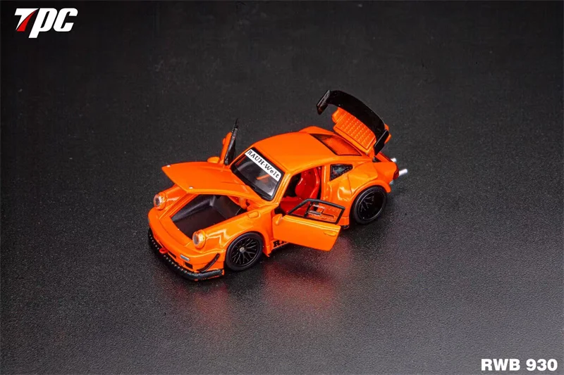 TPC 1:64 RWB930 Metallic Orange Diecast Full Open  Diecast Model Car