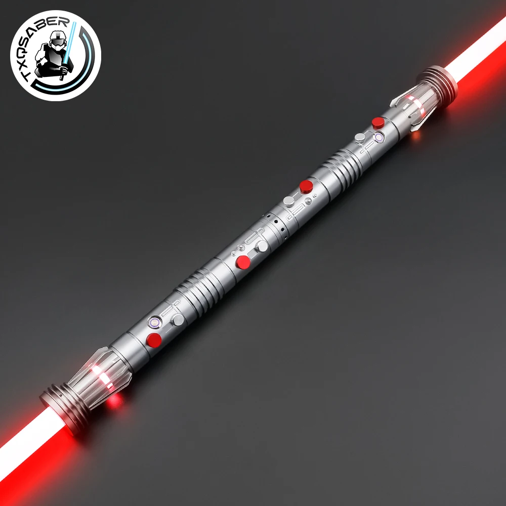 Txqsaber NEO Pixel lightsaber 2ชิ้นใบมีดคู่หมุนได้อย่างราบรื่นควบคุมด้วยเลเซอร์ดาบโลหะด้ามจับคอสเพลย์ของเล่น Darth Maul