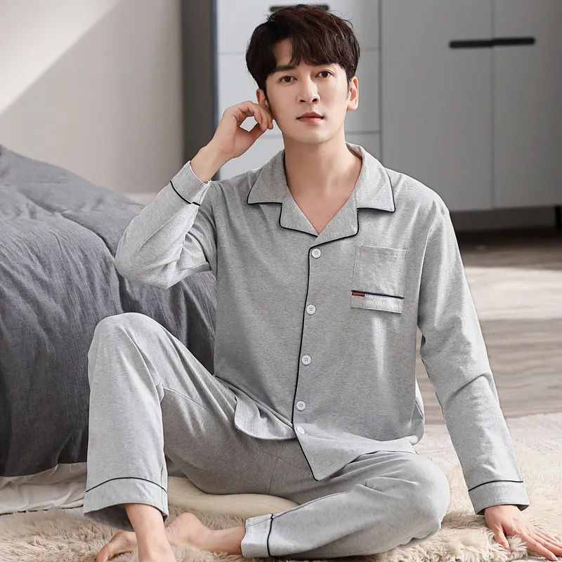 Sleepwear Men's Clothing Suits Autumn Thin Home Cozy Simple Cool Skinny Soft Casual High Quality Temperament Loose Breathable