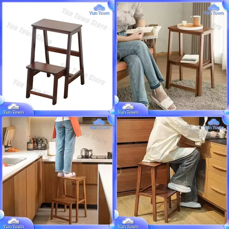 for 9012 ladder stool solid wood foldable step stool household multi functional staircase ladder creative folding collection