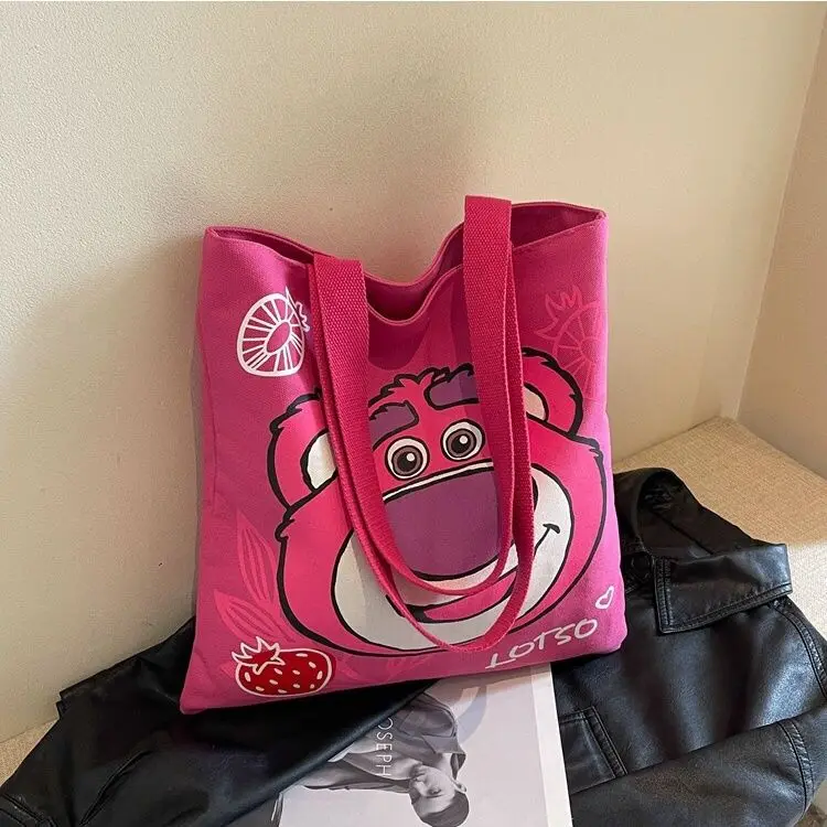 Disney Canvas bag Female cartoon shoulder Tote bag Large capacity book tote bag crossbody handbag