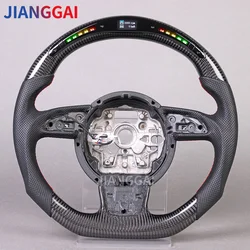 Carbon Fiber Steering Wheel For Audi A6 A7 S6 S7 RS6 RS7 A4 A5 2012-2016 Customized LED Steering Wheel Perforated Leather