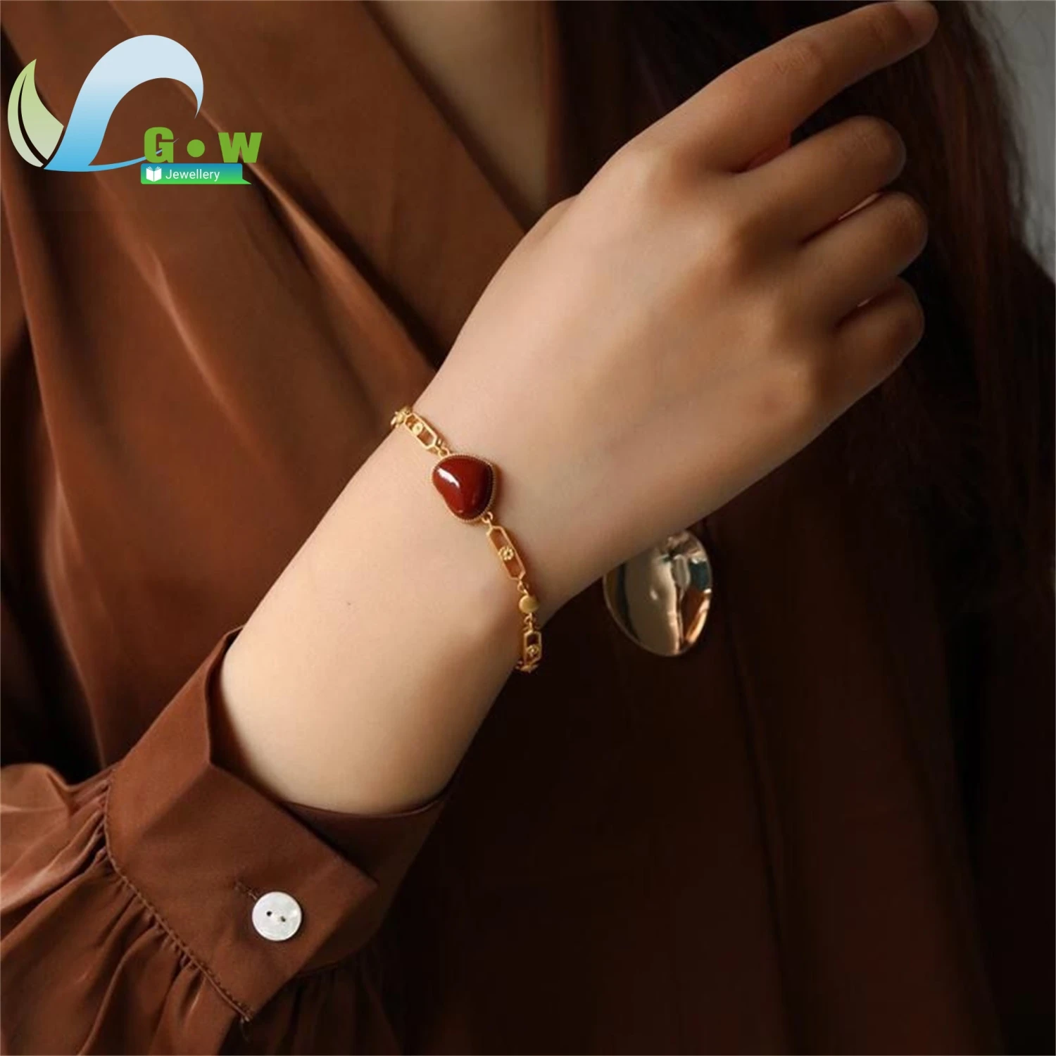 

Романтический позолоченный браслет с натуральным сердцем, регулируемая цепочка, подарок на день Святого Валентина для женщин, модные украшения для любви