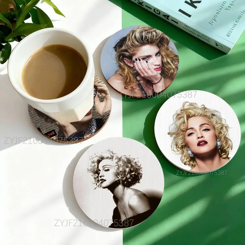 

M-Madonna 80s Pattern Art Round Wooden Heat Resistant Non-Slip Home Decor Gift Multifunctional
