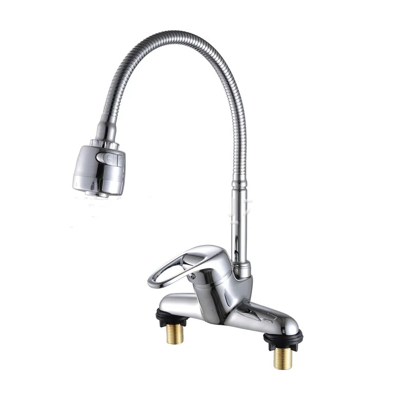 

Sink Seven-character Large Curved Faucet Hot and Cold Dual-purpose Kitchen Dishwasher Stainless Steel Sink Faucet