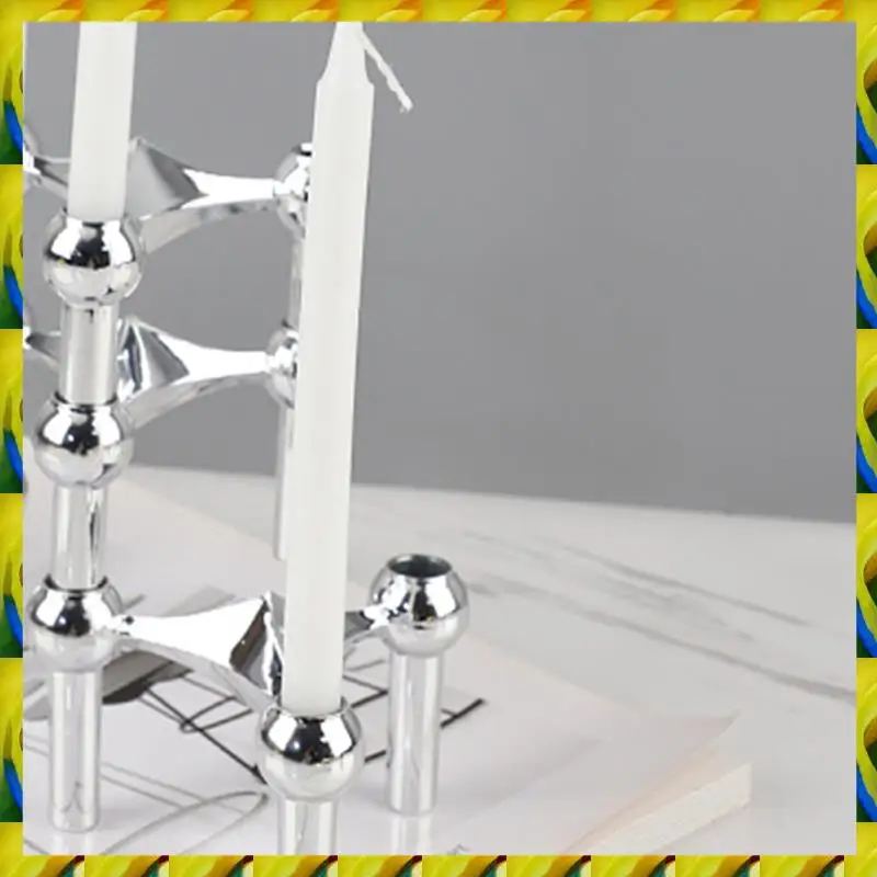 WFF Nordic Molecular Structure Candlestick Centerpieces Decorative Candlesticks Silver
