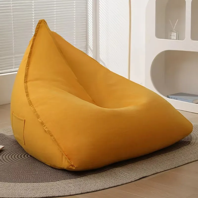 Lazy Sofa Triangular Beanbag Tatami-Style Micro-Velvet UpholsterySingle-Seat Stool for Small Apartments Bedrooms Balconies