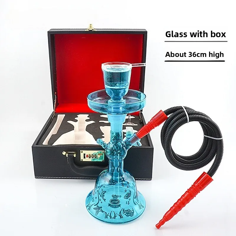 

A full set of hookahs, hookahs, with a portable box glass pot shisha single tube