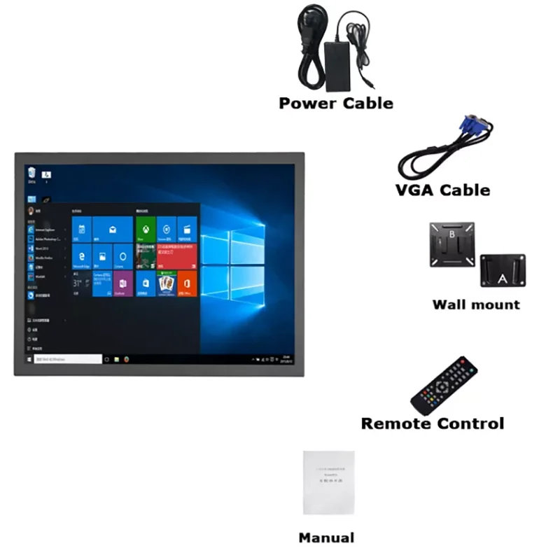 Zhixianda 12 Inch Industrial Display 800*600 4:3 Resistive/Capacitive Touch Screen Open Frame Monitor With VGA HDMI BNC AV USB