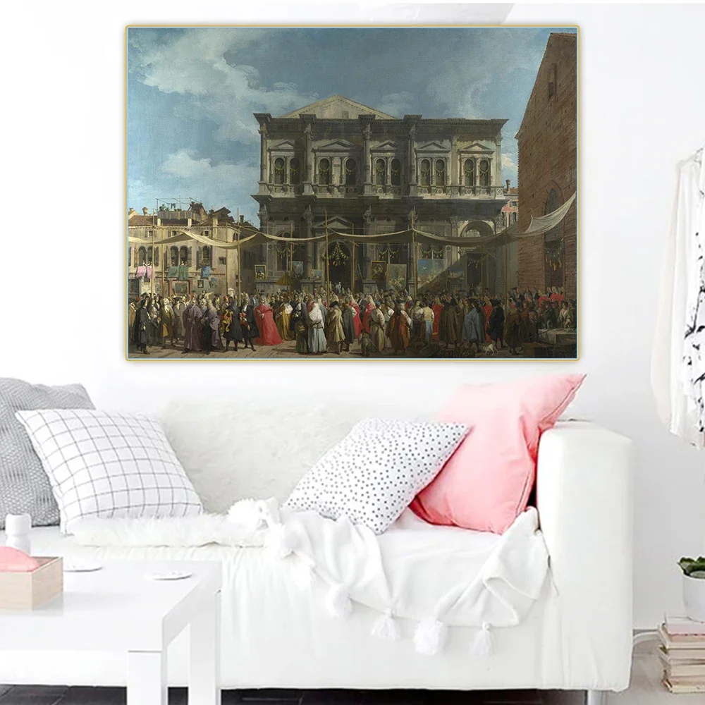 Citon Canaletto «voix-le fête jour de Saint Roch», peinture à l'huile sur toile, image d'art, décor mural d'arrière-plan, décoration de la maison