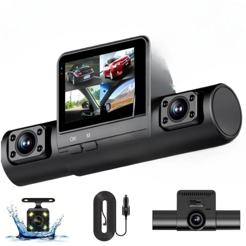 Three-way four-lens driving recorder high definition 1080P infrared car camera