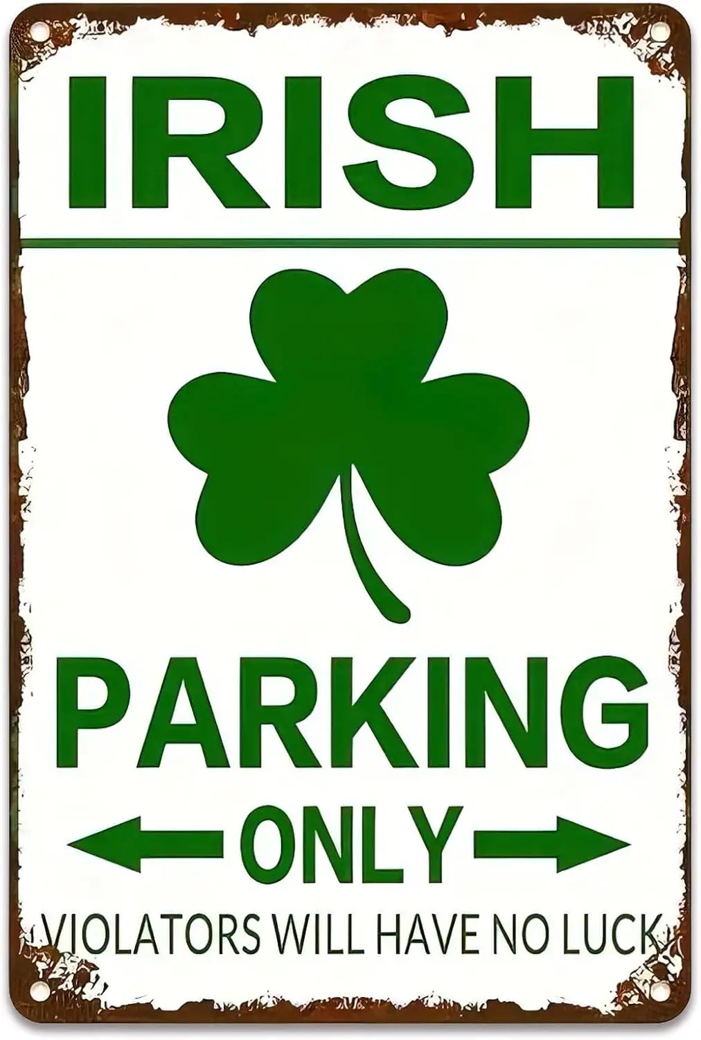 Irish Parking Only Violators Will Have No Luck Vintage Tin Sign Tin Poster for Home Farm Garden Yard Bar Pub Cafe Garage De sign