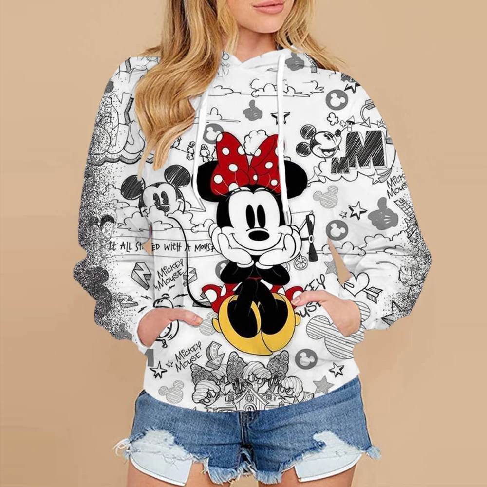 2024 Autumn Street Harajuku Fashion Women\'s Top Christmas New Mickey and Minnie Pattern Children\'s Casual Hoodie y2k