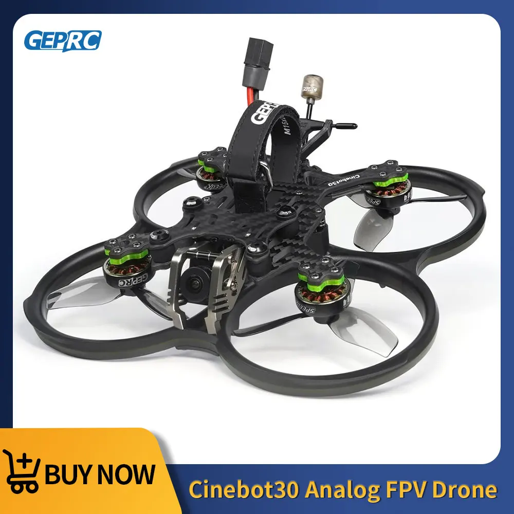 

Квадрокоптер GEPRC Cinebot30 Analog, 6S, ультралегкий, для FPV-гонок, с моторами SPEEDX2 1804 2450KV, контроллером GEP-F722-45A AIO V2 и камерой Caddx Ratel 2
