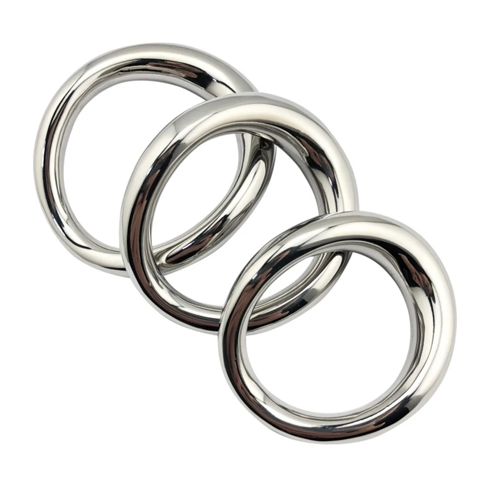 Stainless Steel curved Penis Lock Cock Ring Heavy Duty Male Metal Ball Scrotum Stretcher Sex Toys for Man Delay Ejaculation