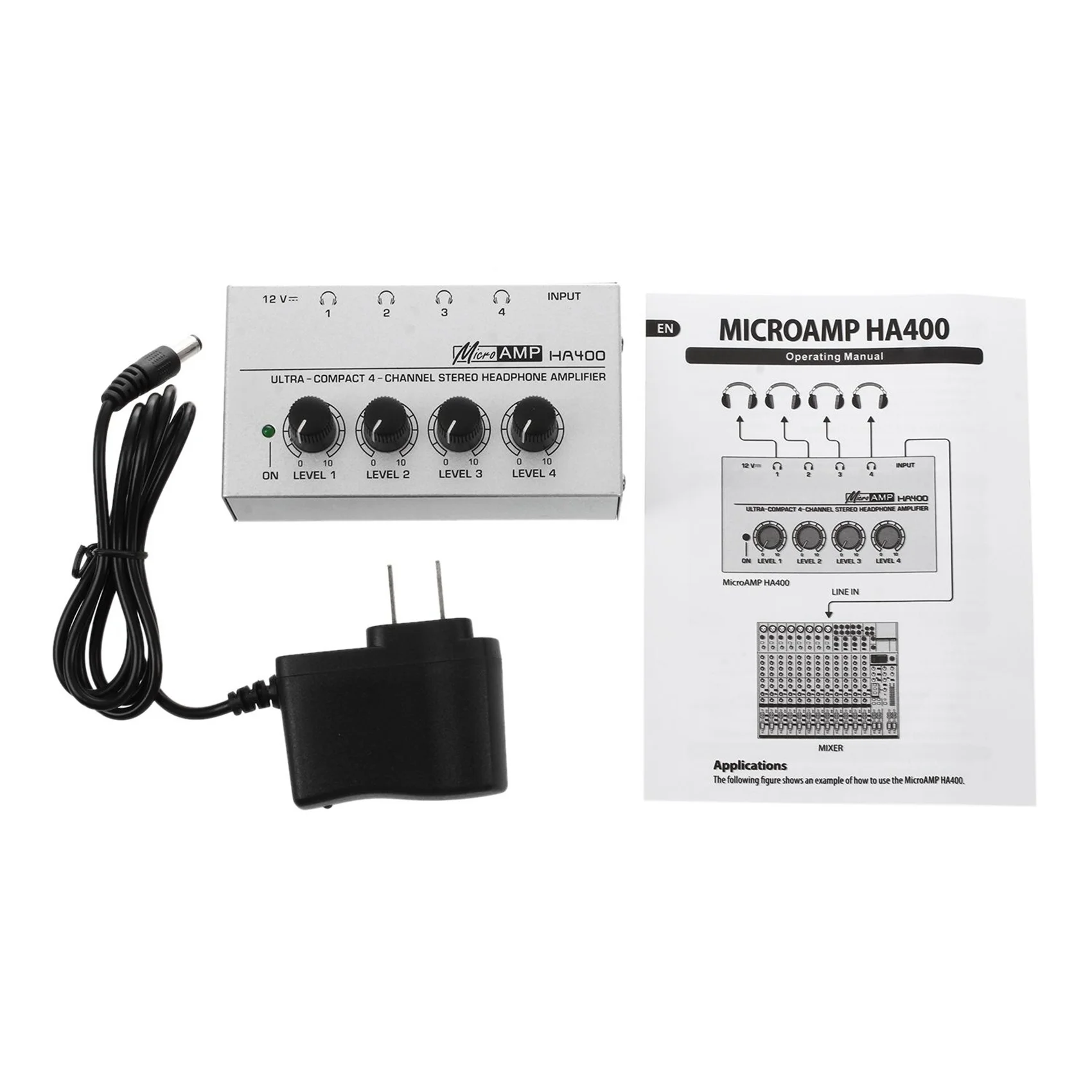 Classic-2X HA400 4 Channel Ultra-Compact Headphone Audio Stereo Amp Microamp Amplifier