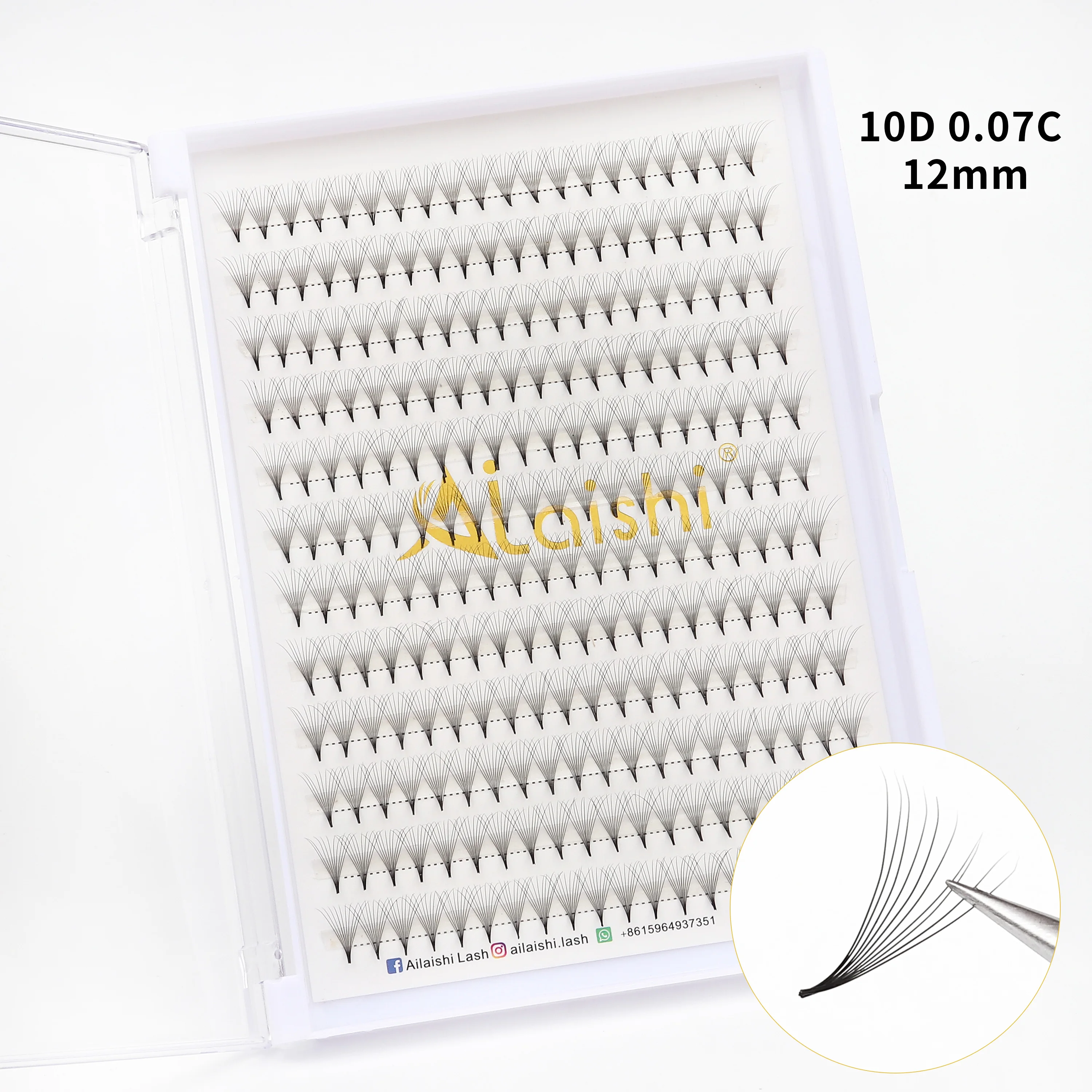 240pcs 10D Premade Fans Eyelash Extensions - Dramatic Volume Lash Extensions, C/D Curl, 0.07mm Thickness, 8-15mm Length Eyelash