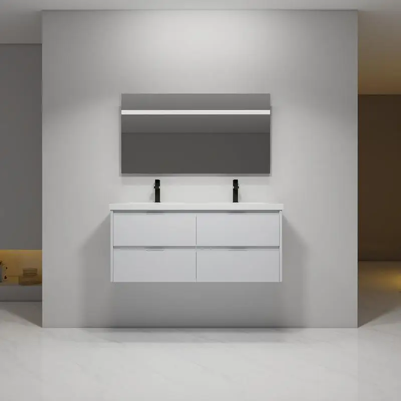 

48 Inch Bathroom Vanity with Dual Sinks, Resin Sinks, 4 Soft Close Drawers, 48x18 Inch Size, Modern Design for Efficient