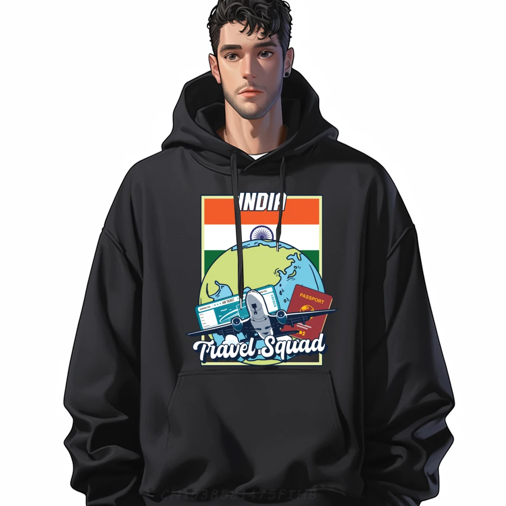 

India Travel Squad Travel India Funny Sweatshirts Men Comfortable Long Sleeve Hoodie Men