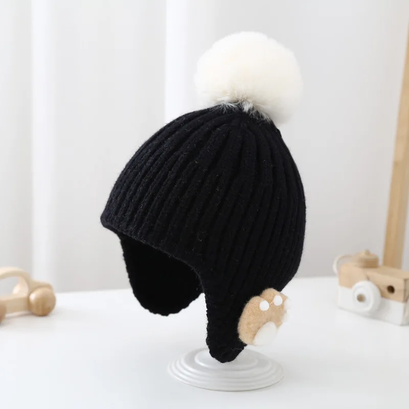 2 3 4 5 Years Old Boys Girls Children Beanie Knitted Warm Caps Winter Snow Bonnets with Ear-flap Kids Cartoon Hats