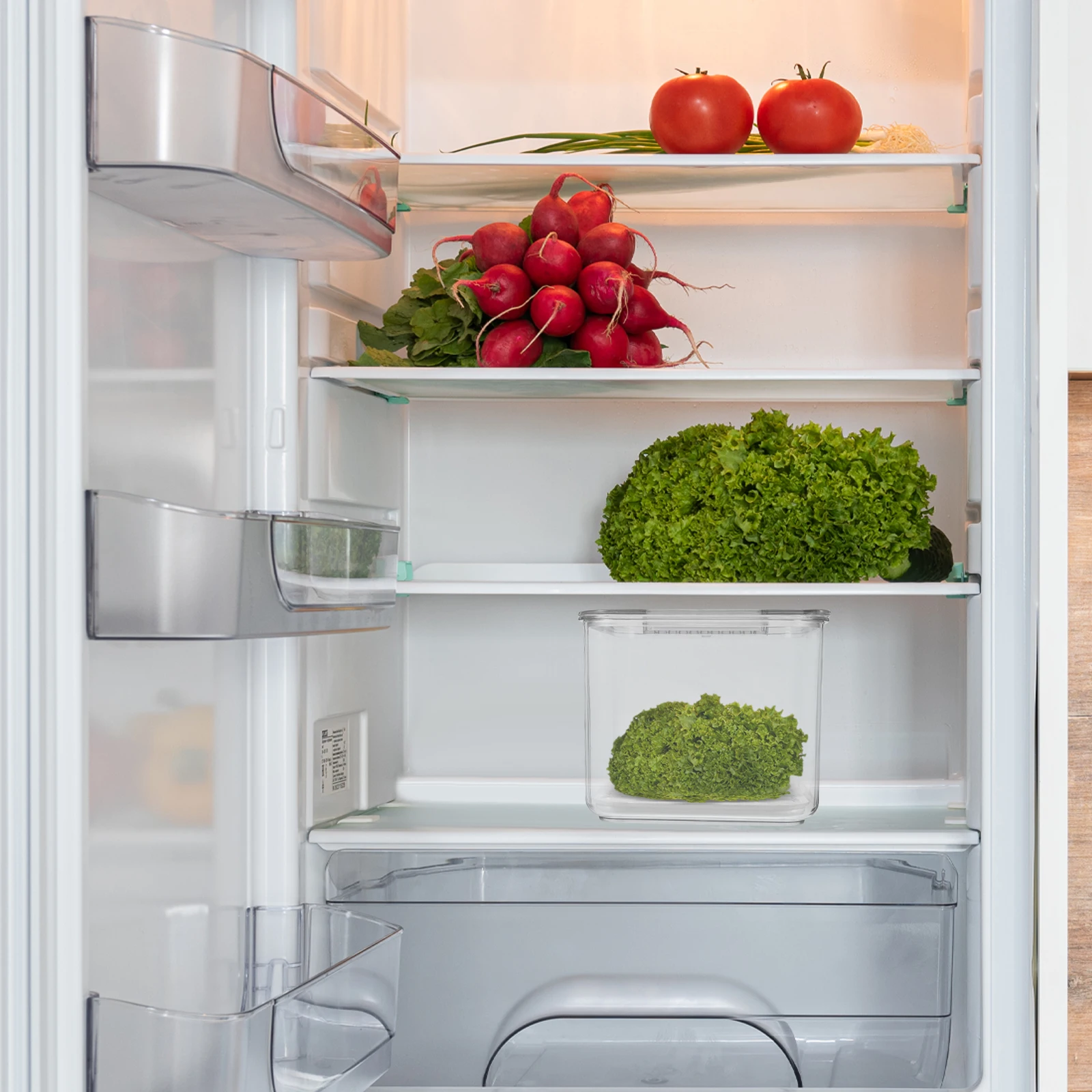 

Large Capacity Food Containers Fridge Organizer Drain Tray Transparent Refrigerator Fruit Storage Bins Stackable Fresh