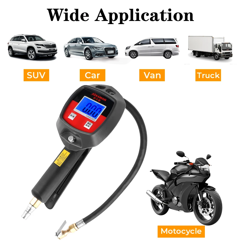 Digital Tire Inflator Tire Air Pressure Monitoring Gauge Tester Inflator Pump Tools Car Motorcycle Multifunctional 0-16Bar