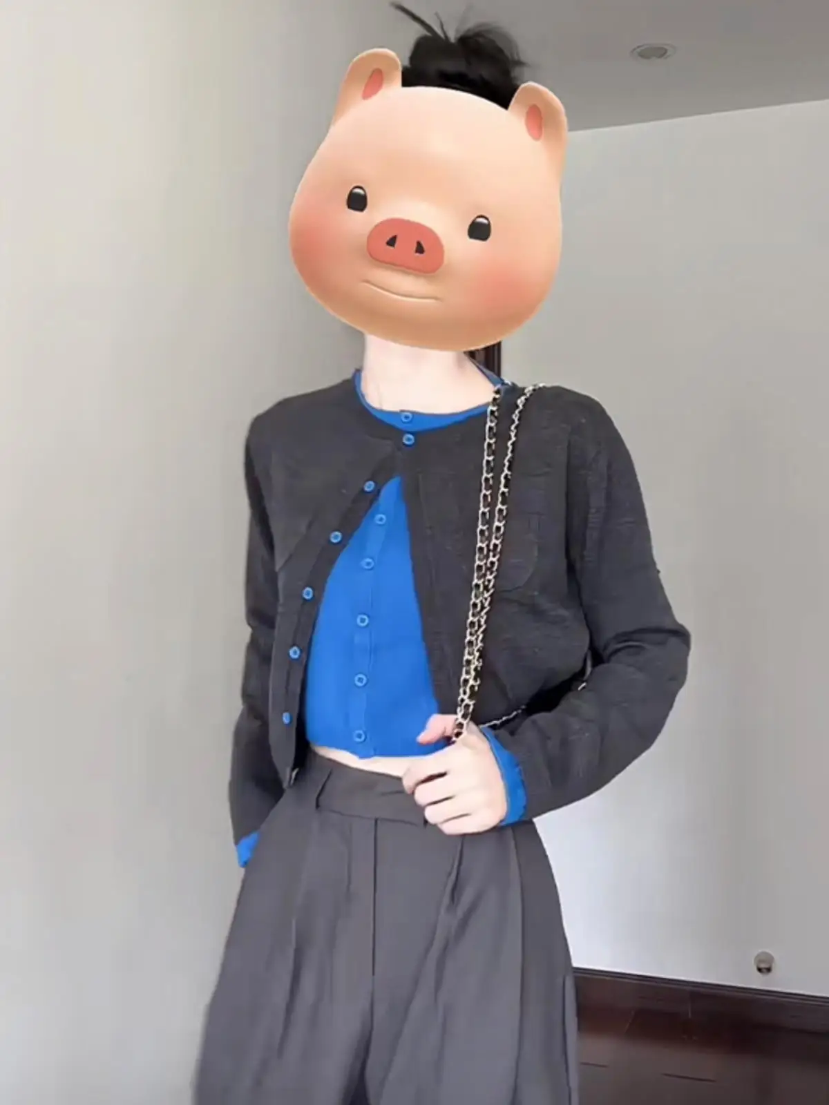 اللون بلو سترة مشغولة من الصوف المرأة لينة مريحة كسول Sle شيك الأعلى أوائل الخريف وصول جديد طويل Sve جولة Ne زر التفاصيل