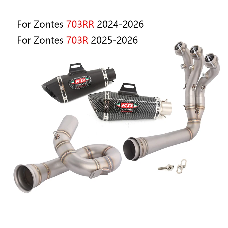 

Slip On For Zontes 703RR 2024-2026 703R 2025-2026 Motorcycle Full System Exhaust Header Mid Link Pipe 51mm Muffler Tip DB Killer