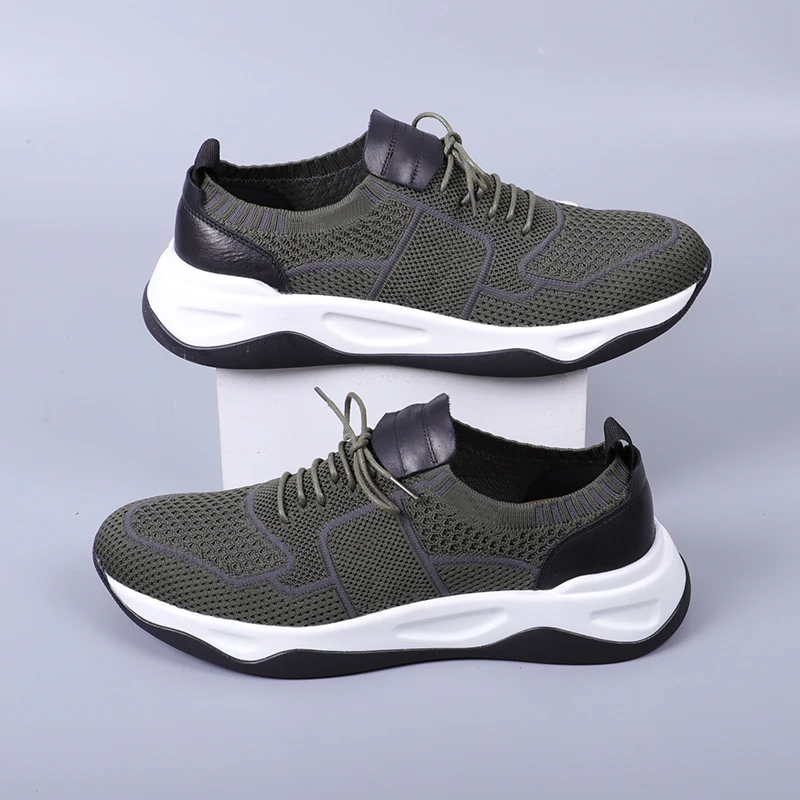 Fashion Trendy Men's Knitted Upper Sneakers Breathable Lightweight Daily Casual Sports Footwear Multi-Color Size 38-46 - view 2